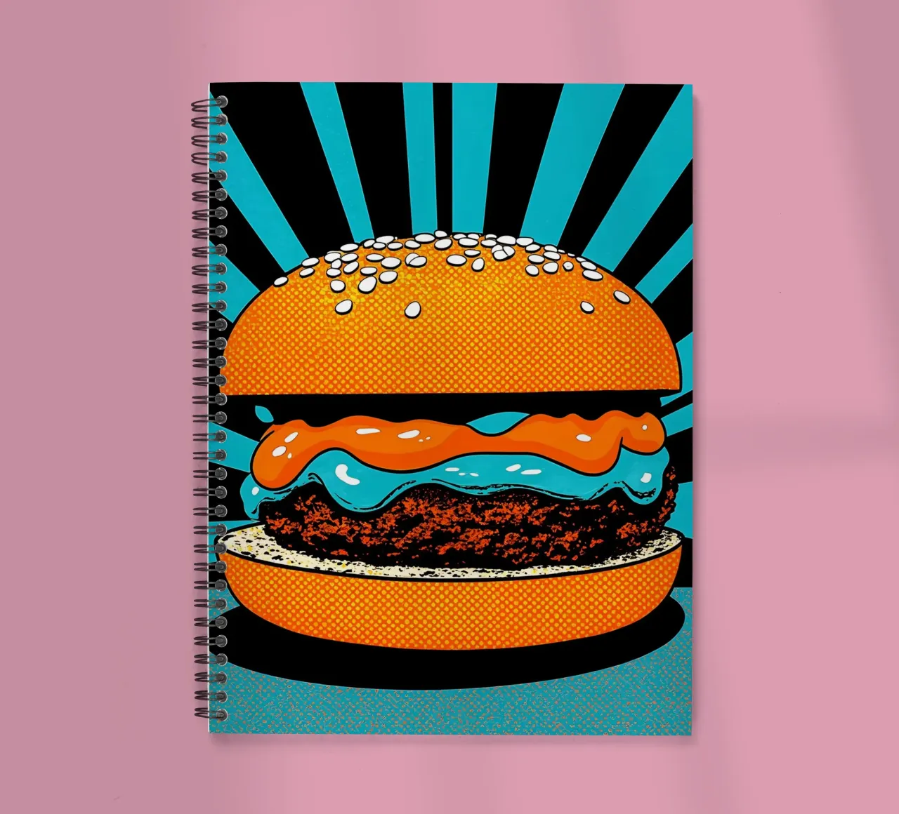 Hamburger - Pop Art spiral notebook by ColorCrash Gallery