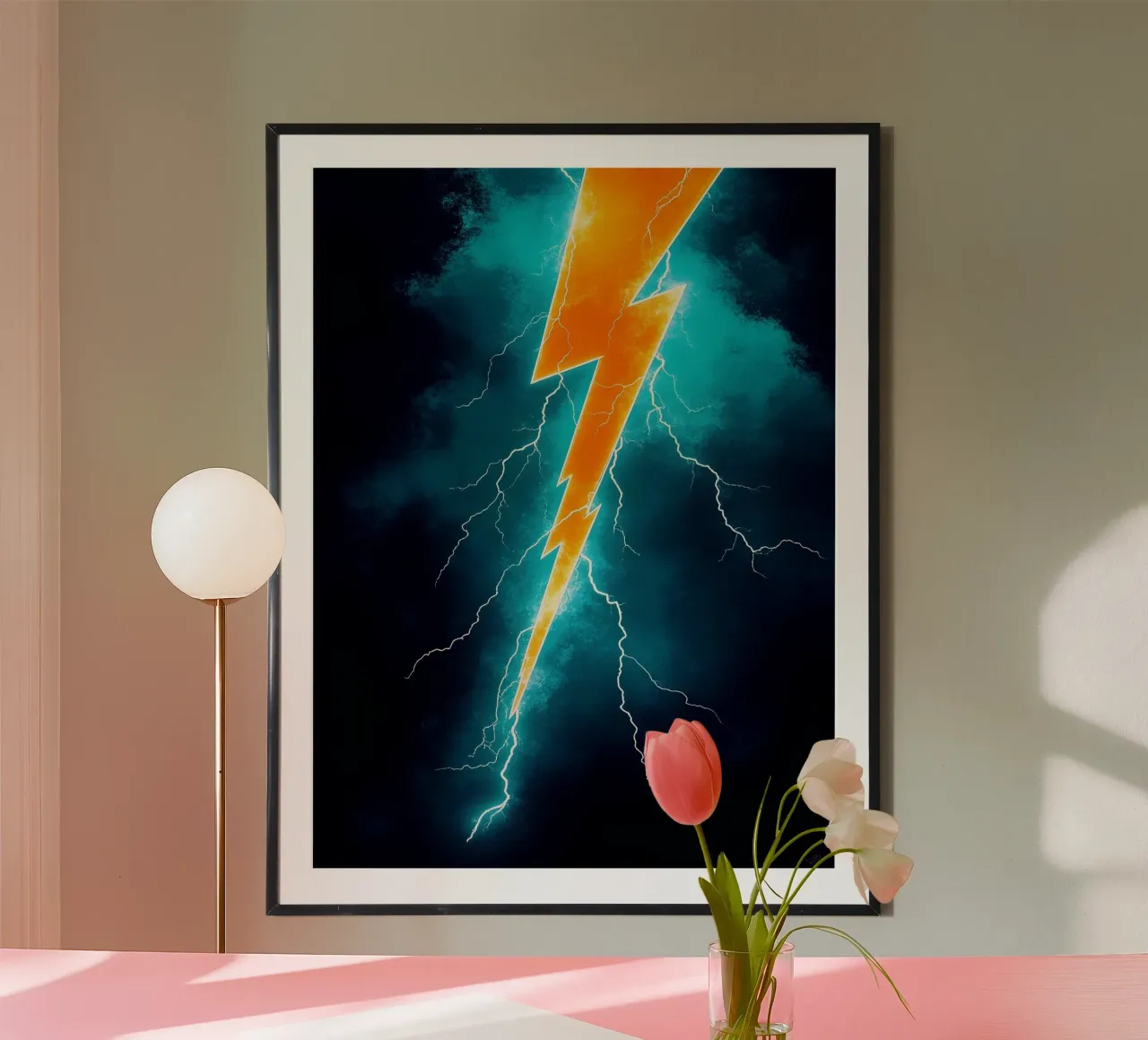 Fulmine - Pop Art poster con telaio in legno da ColorCrash Gallery