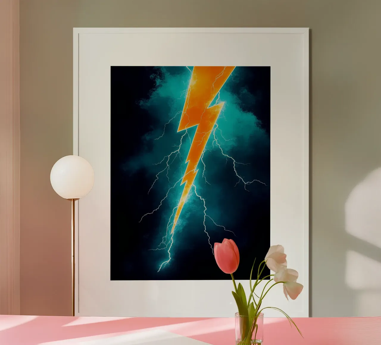 Fulmine - Pop Art poster con telaio in legno da ColorCrash Gallery