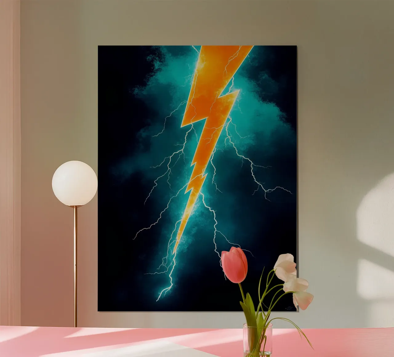 Fulmine - Pop Art poster con telaio in legno da ColorCrash Gallery