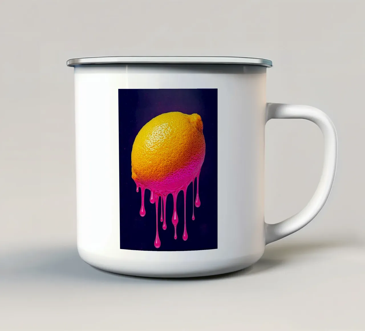 Limone che gocciola - Pop Art tazza in smalto da ColorCrash Gallery