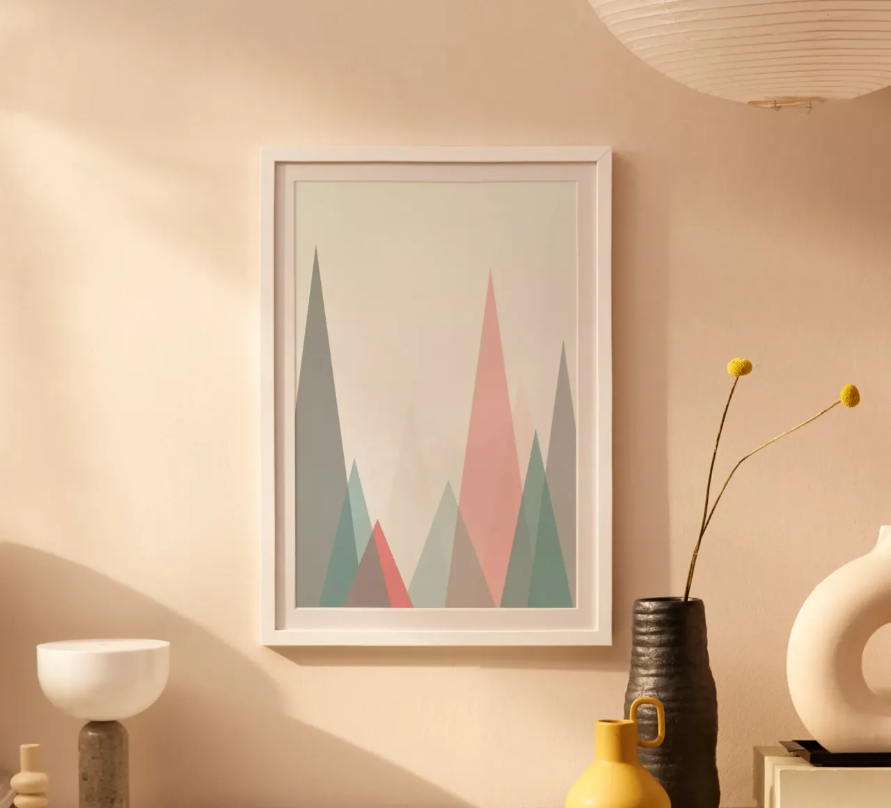Pastel Mountains poster con telaio in legno da The Native State
