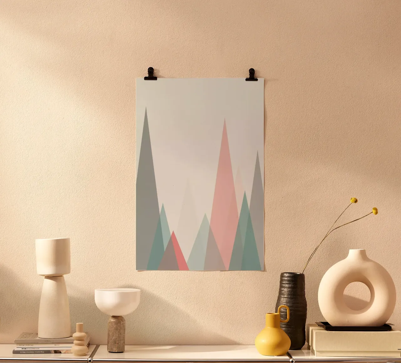 Pastel Mountains poster con telaio in legno da The Native State