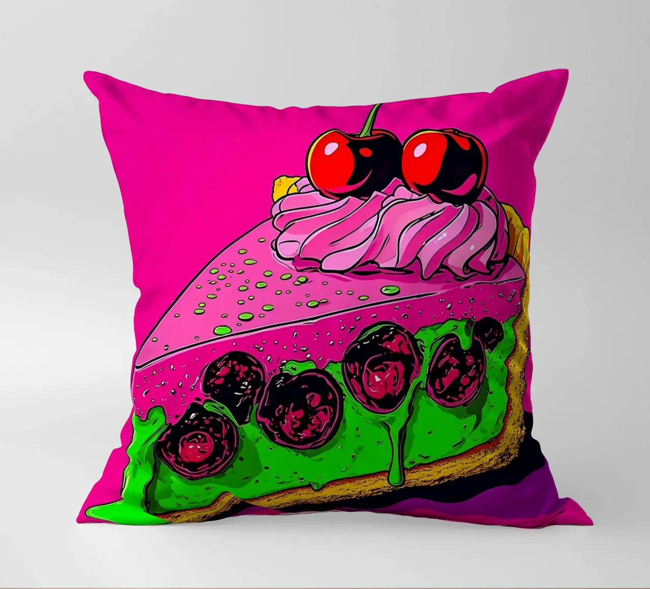 Torta di ciliegie - Pop Art cuscino da ColorCrash Gallery