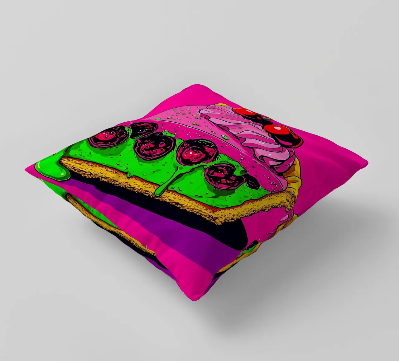 Torta di ciliegie - Pop Art cuscino da ColorCrash Gallery