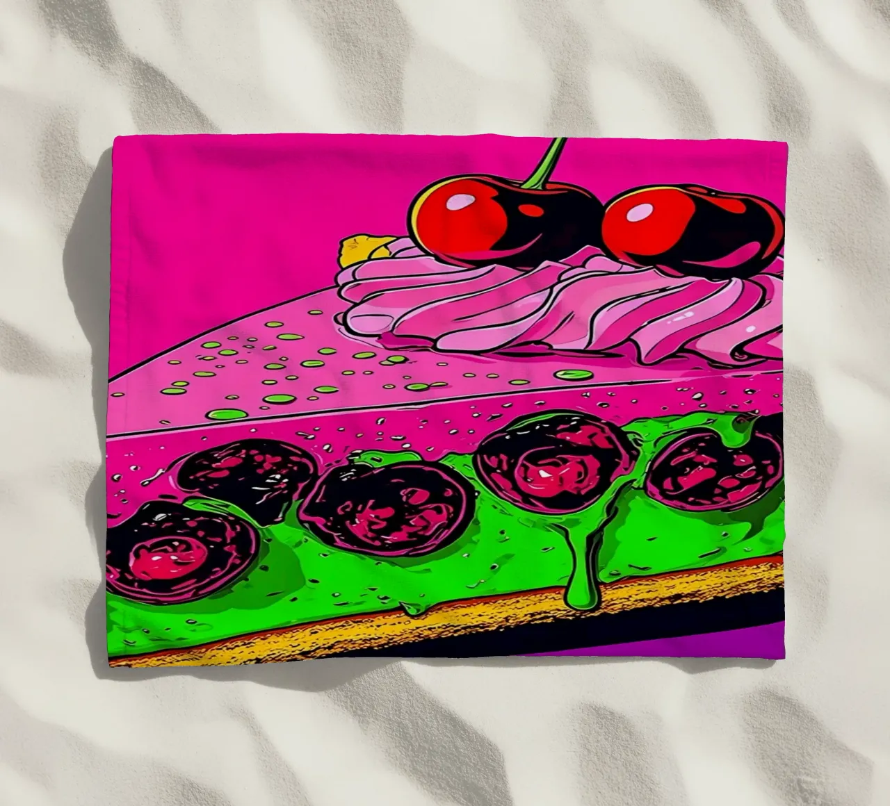 Torta di ciliegie - Pop Art telo mare da ColorCrash Gallery
