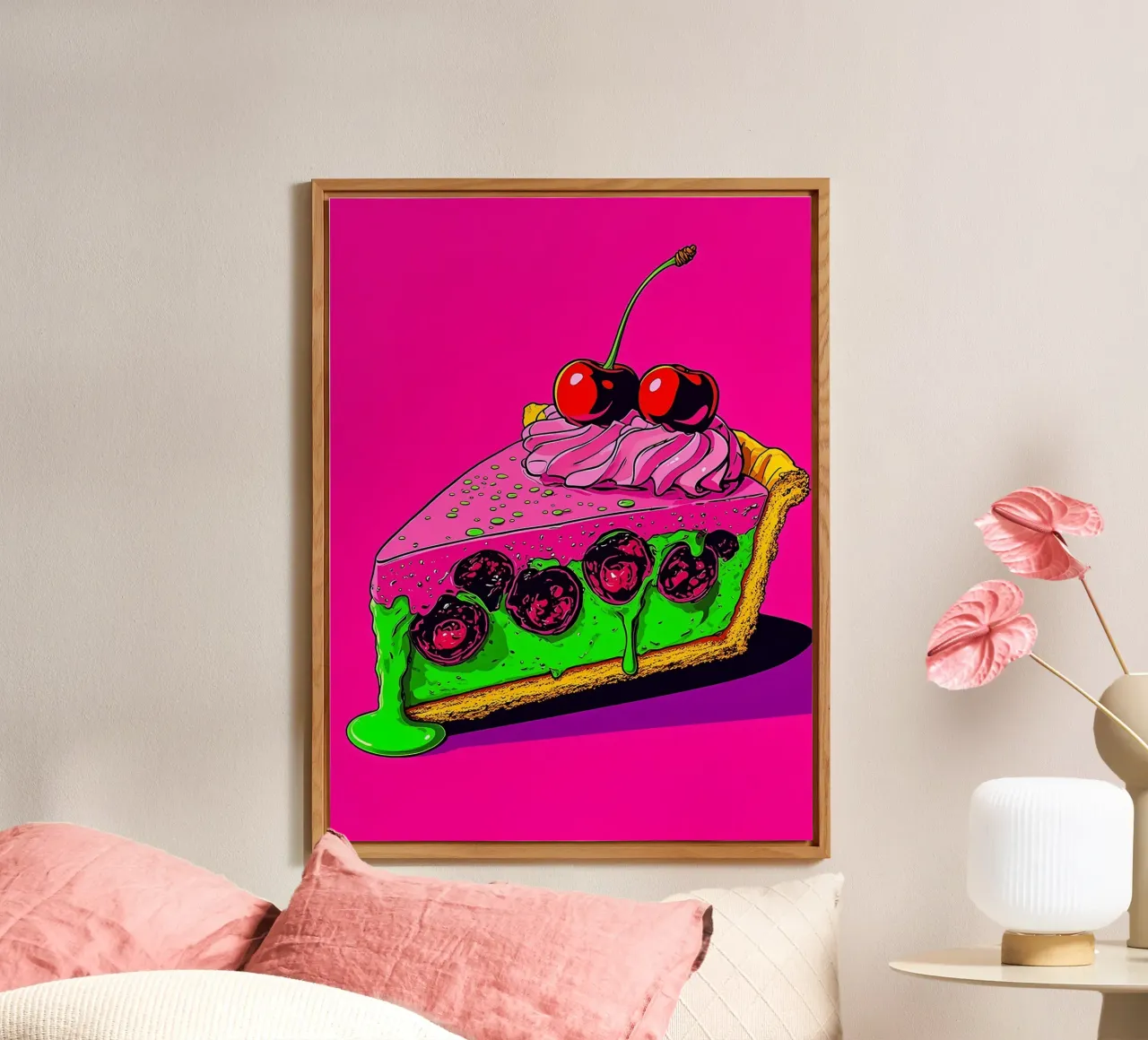 Torta di ciliegie - Pop Art alluminio dibond da ColorCrash Gallery