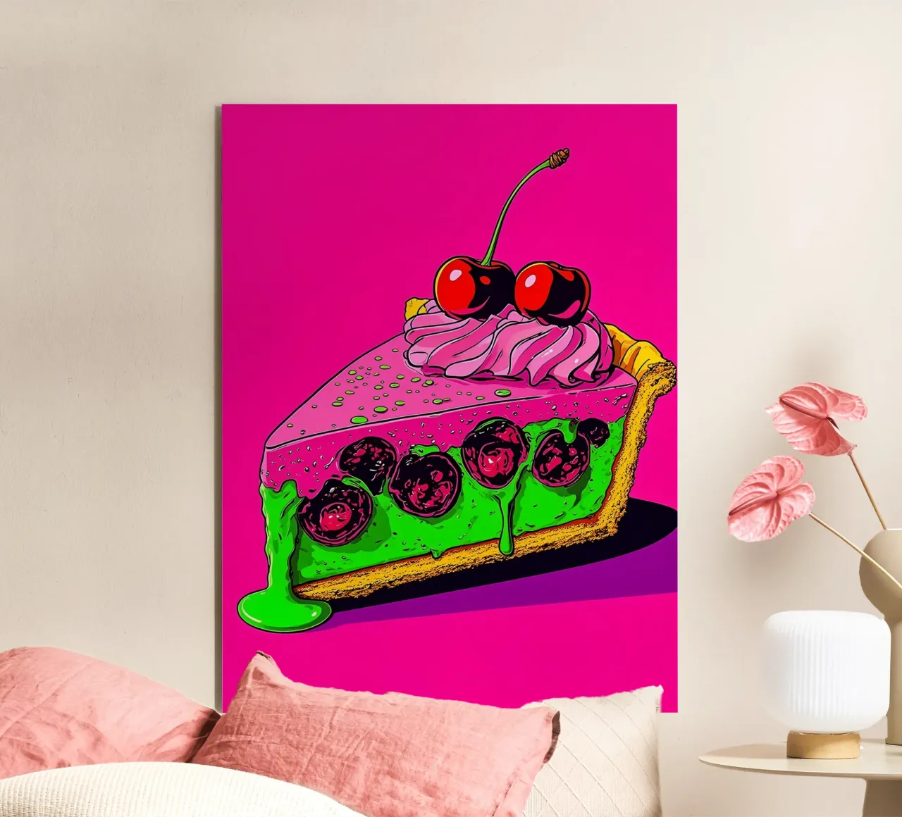 Torta di ciliegie - Pop Art alluminio dibond da ColorCrash Gallery