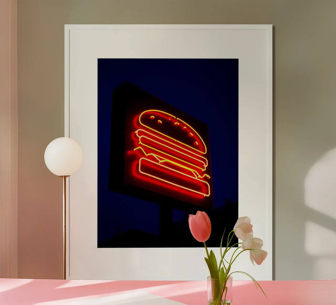 Burger - Pop Art poster con telaio in legno da ColorCrash Gallery