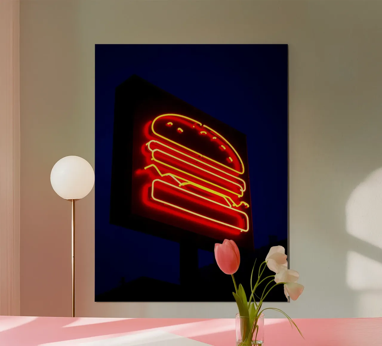 Burger - Pop Art poster con telaio in legno da ColorCrash Gallery