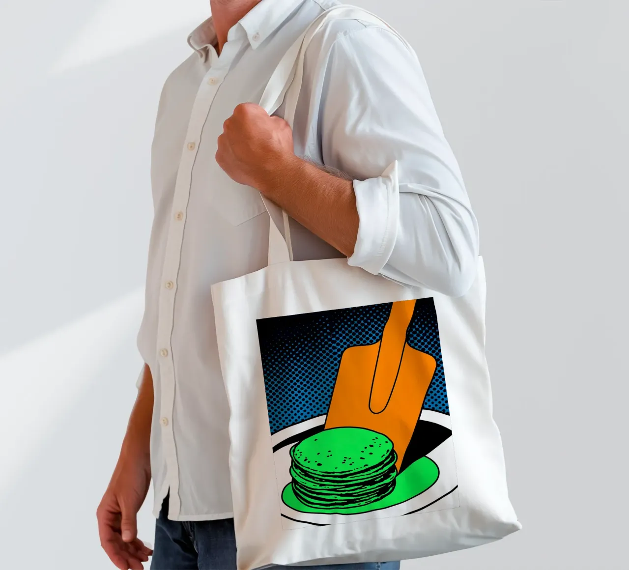 Pancake - Pop Art borsa in juta da ColorCrash Gallery