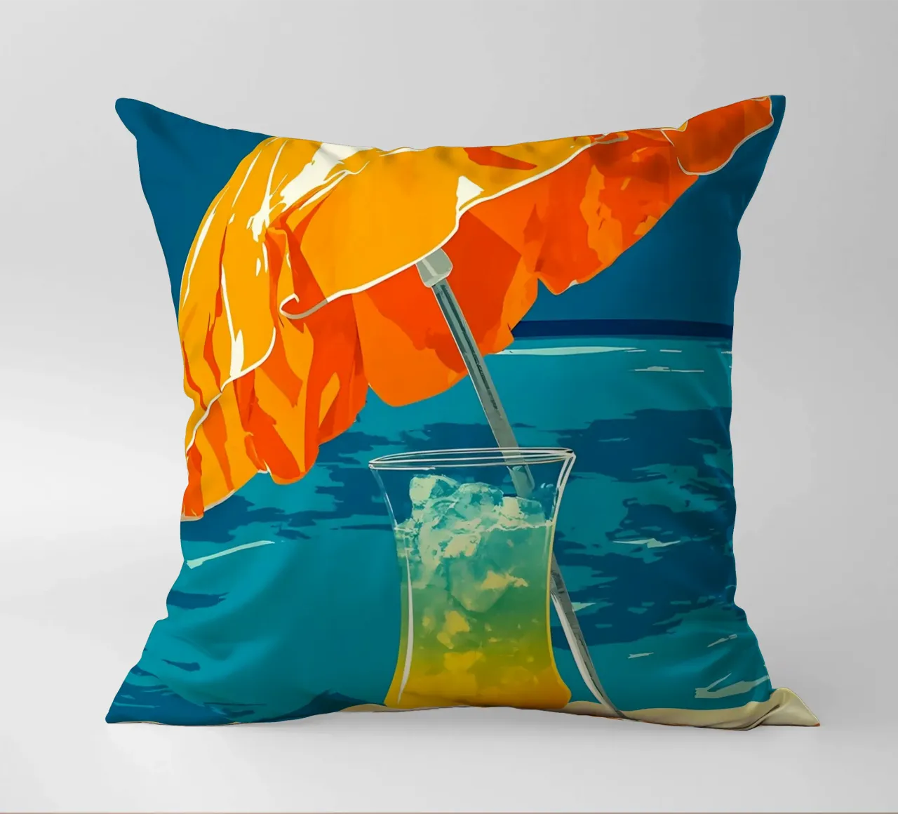 Bere in spiaggia - Pop Art cuscino da ColorCrash Gallery