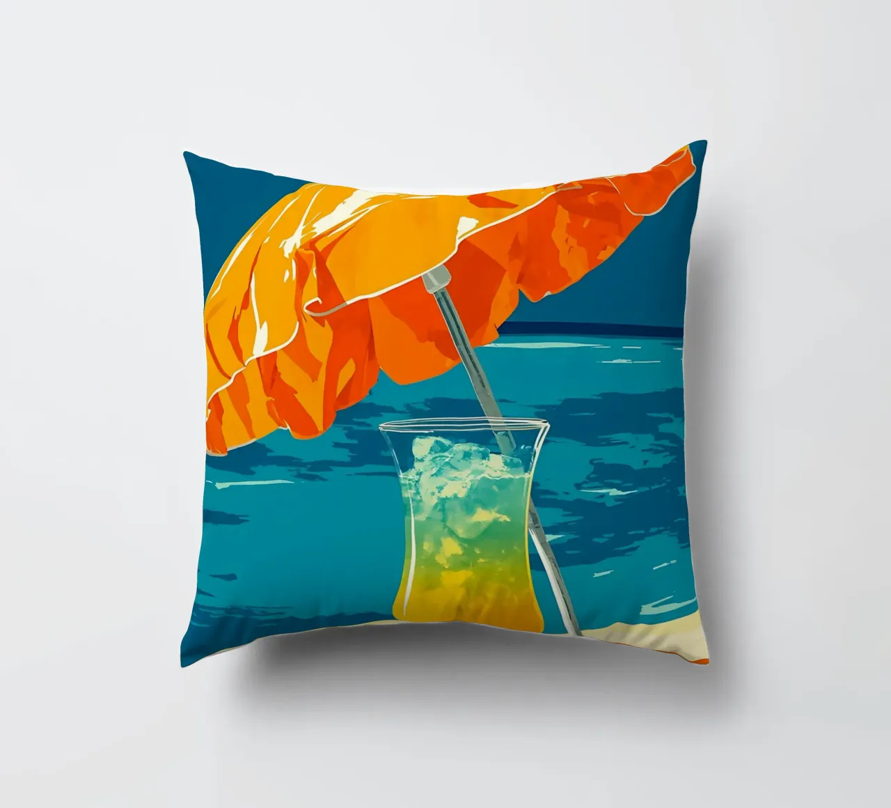 Bere in spiaggia - Pop Art cuscino da ColorCrash Gallery