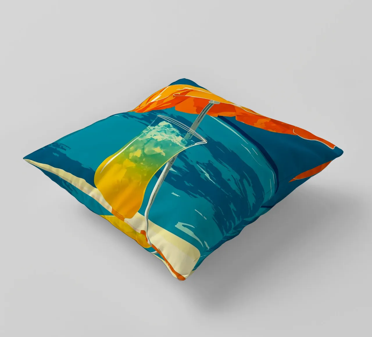 Bere in spiaggia - Pop Art cuscino da ColorCrash Gallery