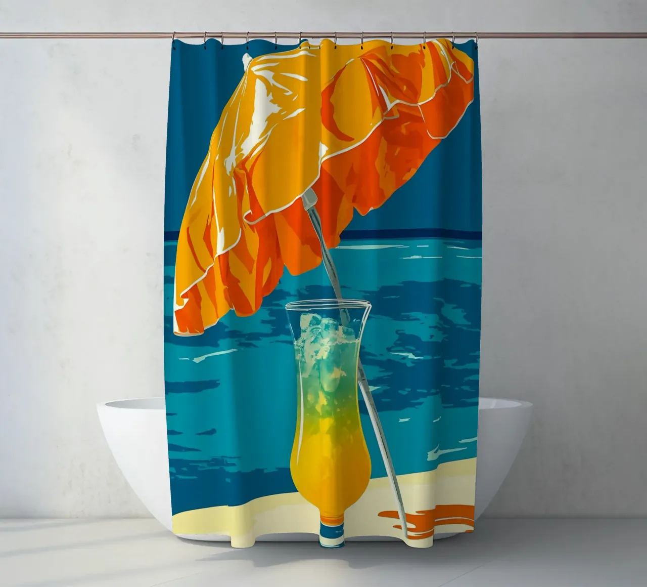 Bere in spiaggia - Pop Art tenda da doccia da ColorCrash Gallery