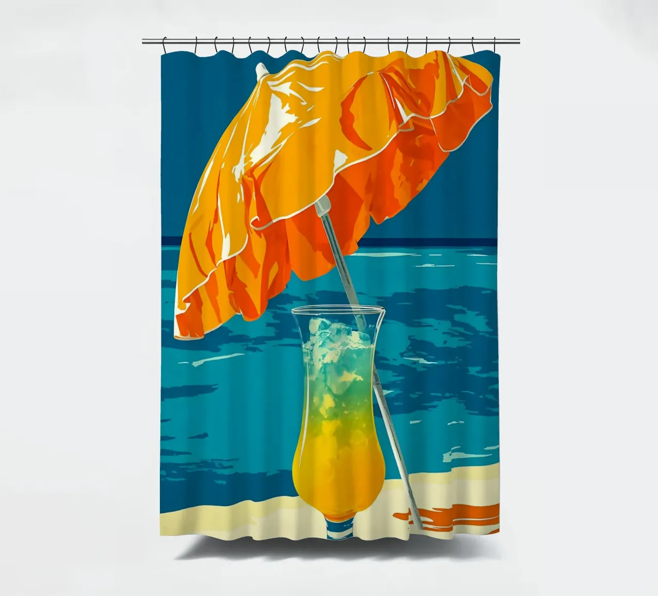 Bere in spiaggia - Pop Art tenda da doccia da ColorCrash Gallery