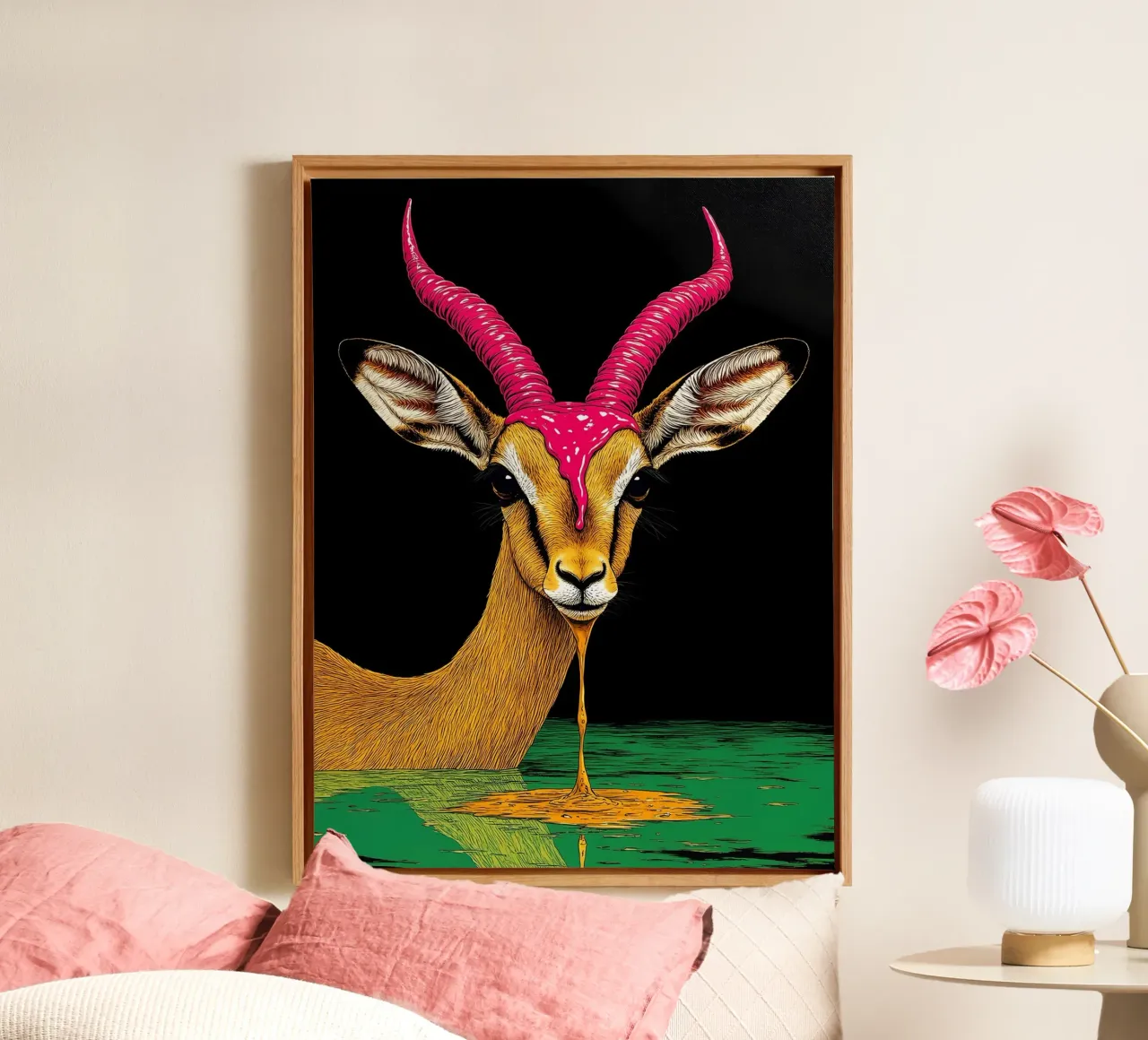 Antelope - Pop Art canvas with Floater frame by ColorCrash Gallery