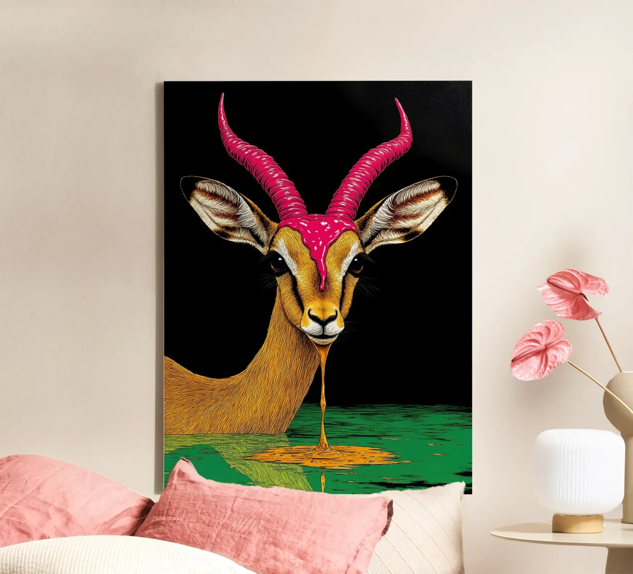 Antelope - Pop Art canvas with Floater frame by ColorCrash Gallery