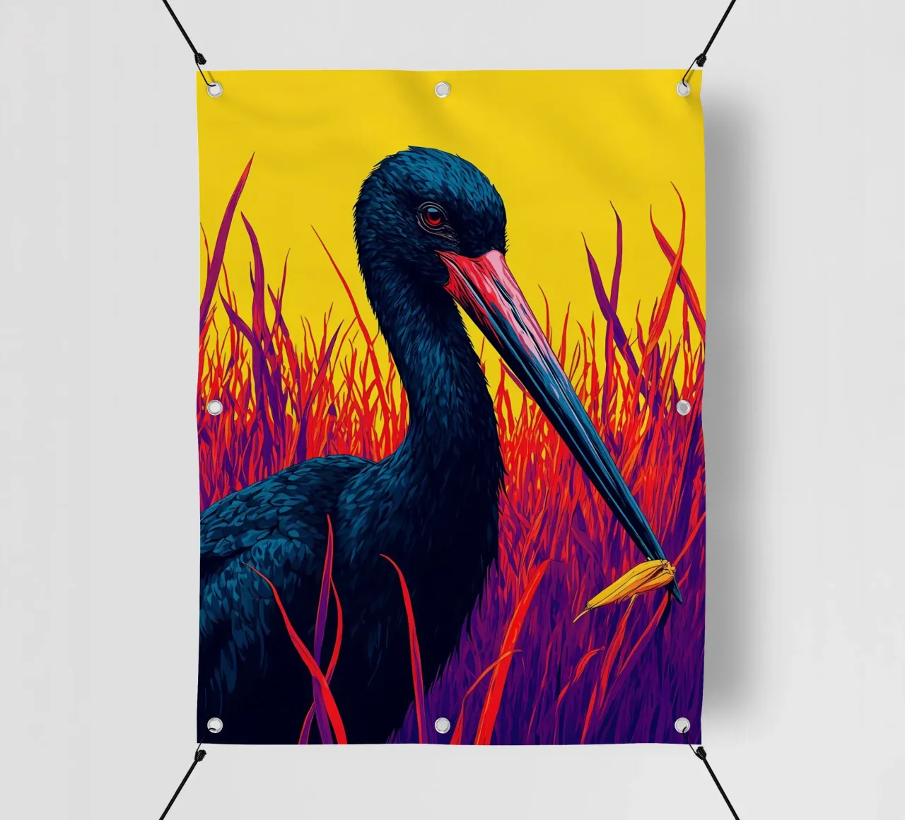 Cicogna nera - Pop Art telo in pvc da ColorCrash Gallery