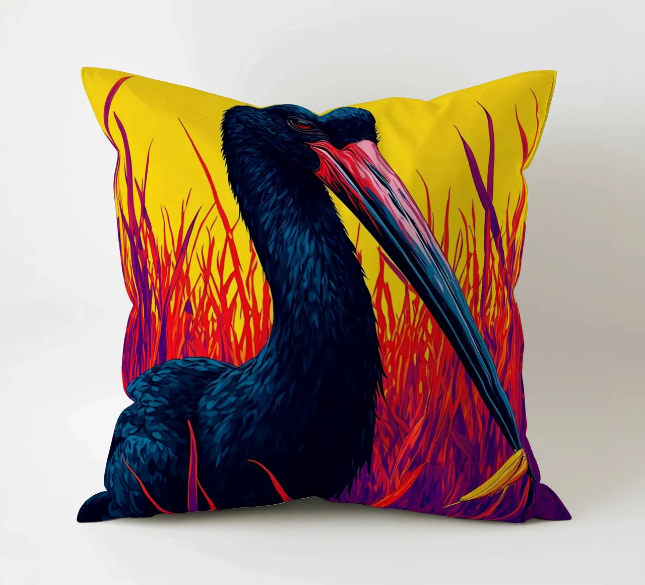 Cicogna nera - Pop Art cuscino da ColorCrash Gallery