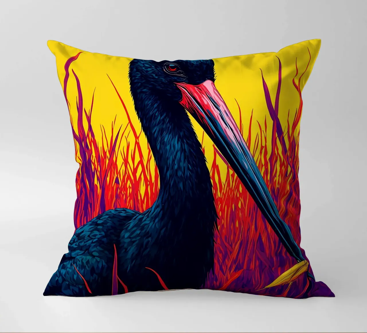 Cicogna nera - Pop Art cuscino da ColorCrash Gallery