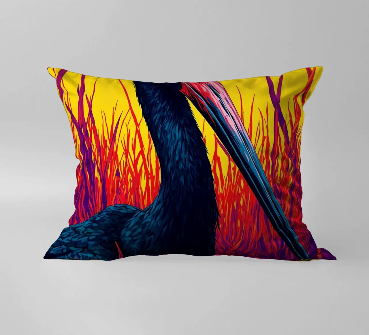 Cicogna nera - Pop Art cuscino da ColorCrash Gallery