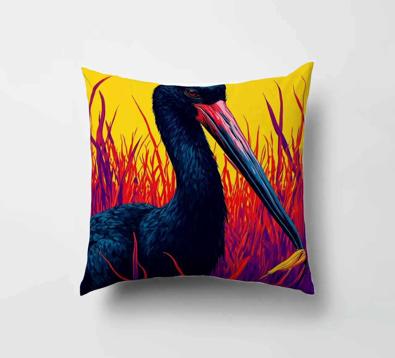 Cicogna nera - Pop Art cuscino da ColorCrash Gallery