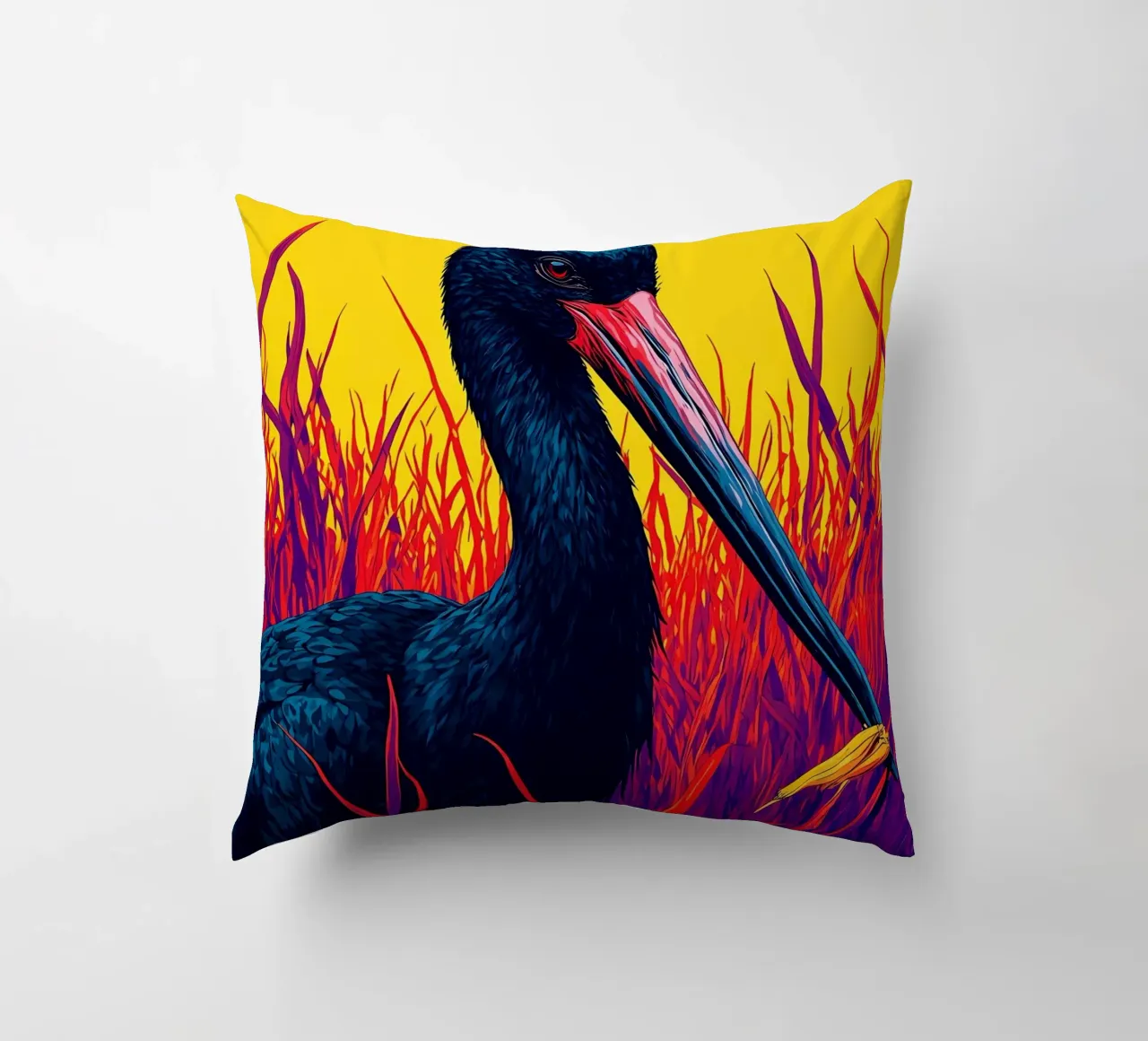 Cicogna nera - Pop Art cuscino da ColorCrash Gallery