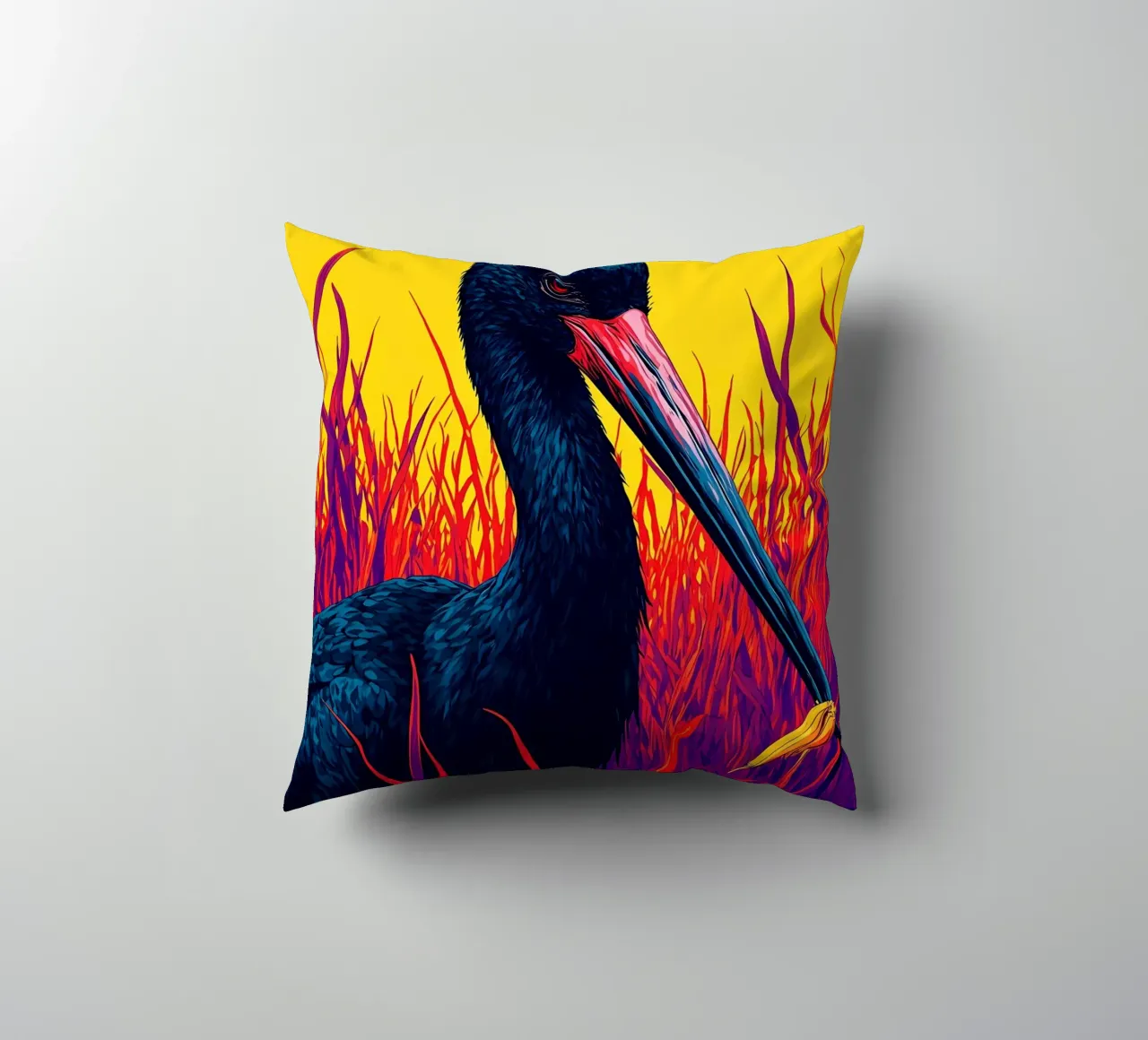 Cicogna nera - Pop Art cuscino da ColorCrash Gallery