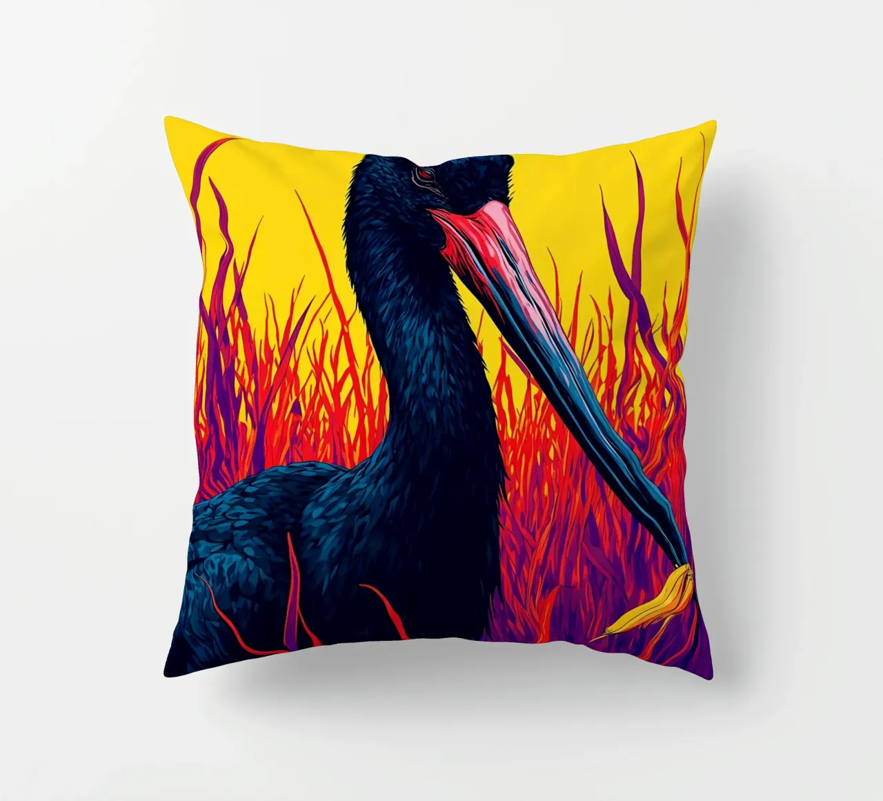 Cicogna nera - Pop Art cuscino da ColorCrash Gallery