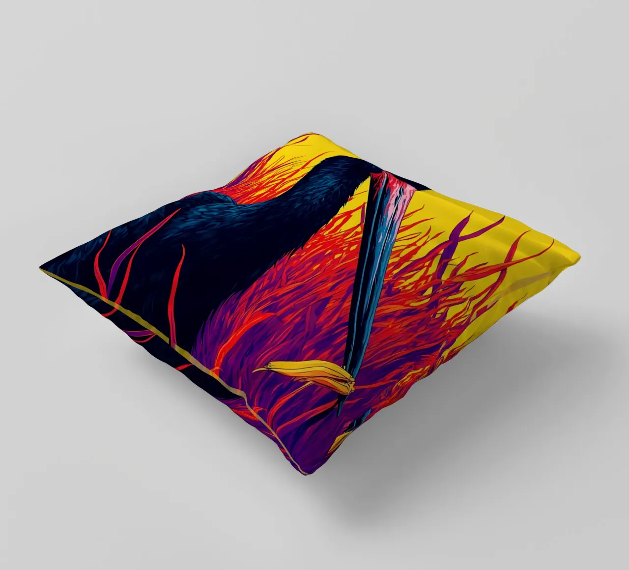 Cicogna nera - Pop Art cuscino da ColorCrash Gallery