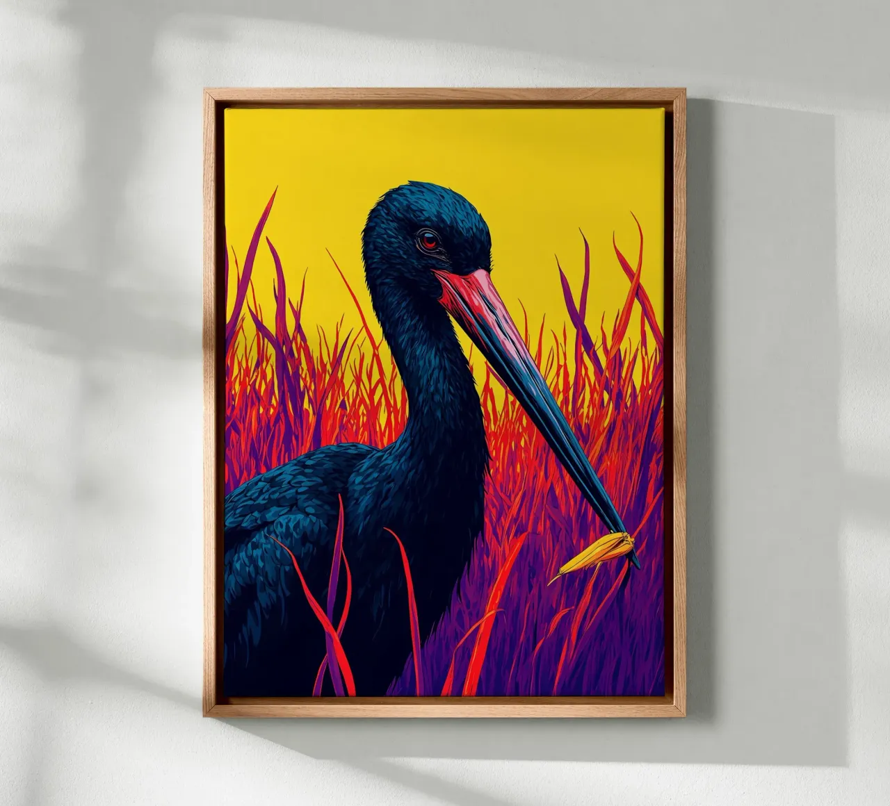 Cicogna nera - Pop Art tela con Cornice a cassetta da ColorCrash Gallery
