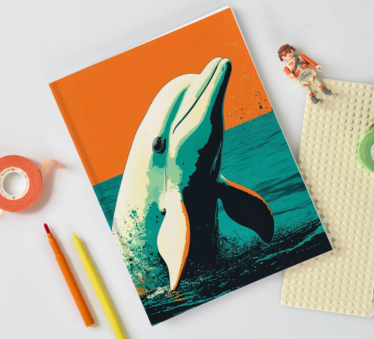 Dolphin - Pop Art notebook by ColorCrash Gallery