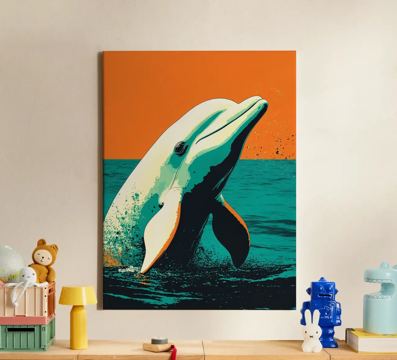 Dolphin - Pop Art canvas by ColorCrash Gallery