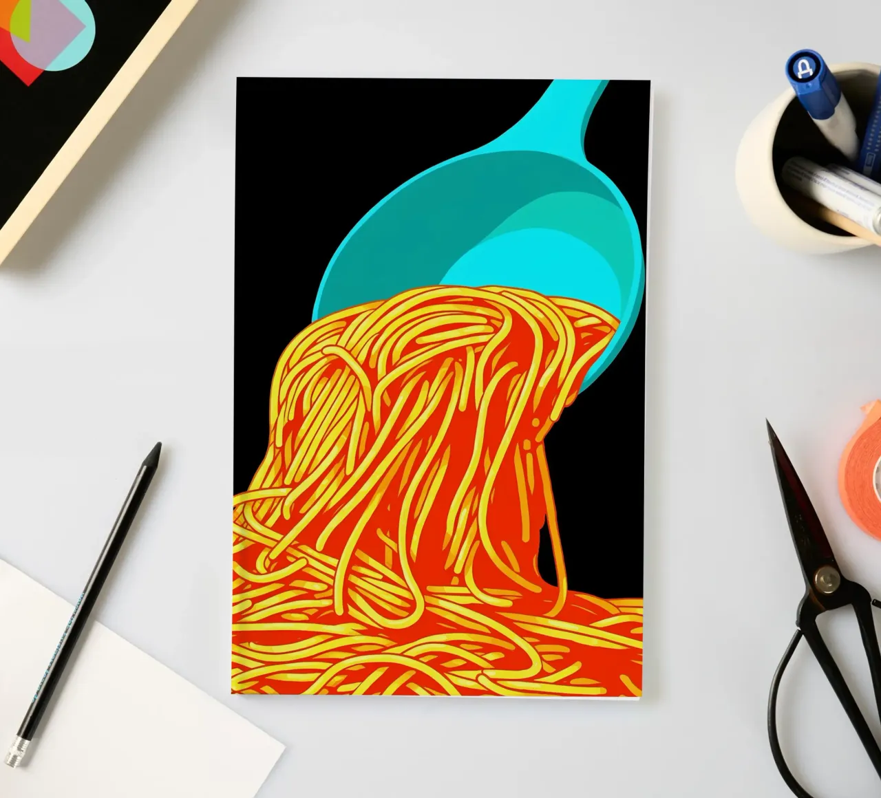 Spaghetti - Pop Art notebook by ColorCrash Gallery