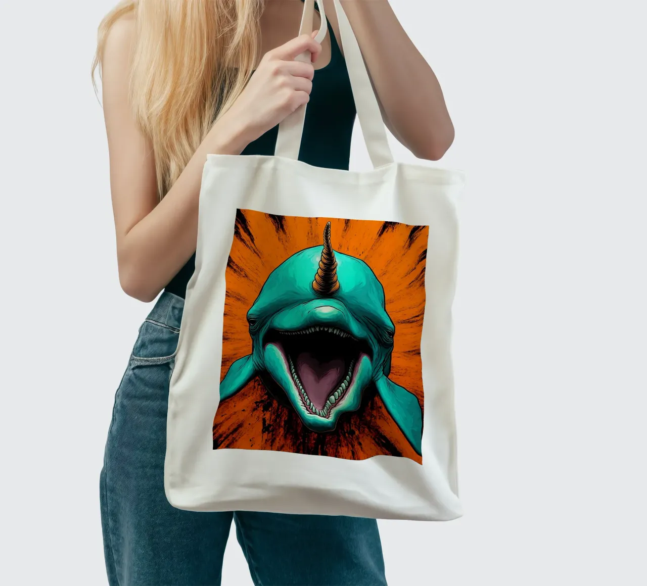 Narvalo - Pop Art borsa in juta da ColorCrash Gallery