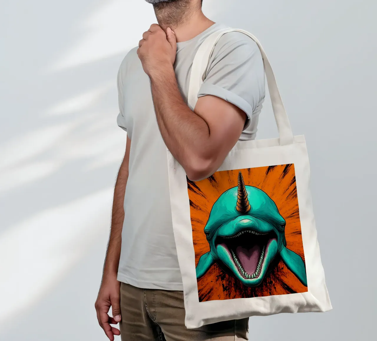 Narvalo - Pop Art borsa in juta da ColorCrash Gallery