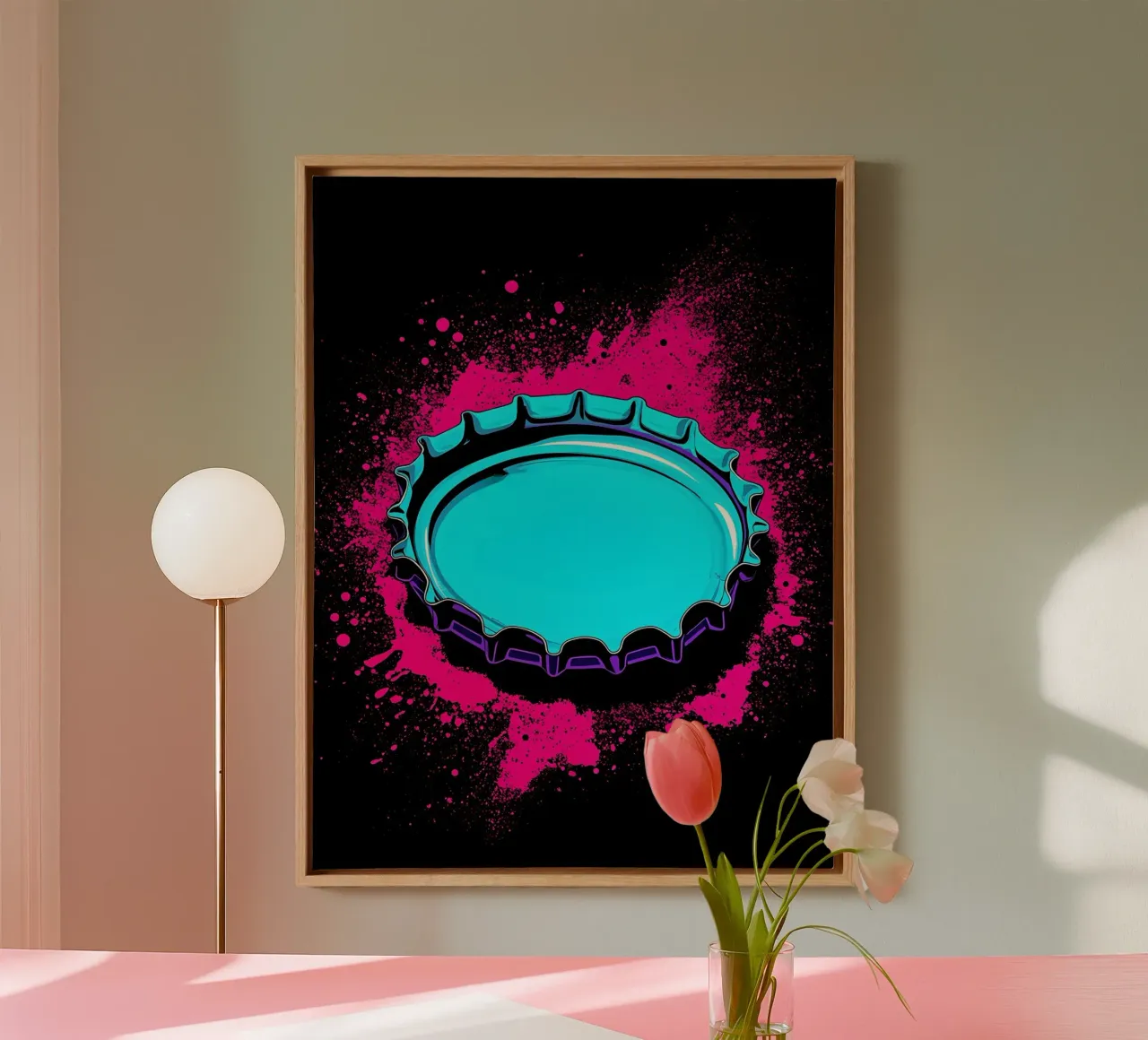 Tappo di bottiglia - Pop Art tela con Cornice a cassetta da ColorCrash Gallery
