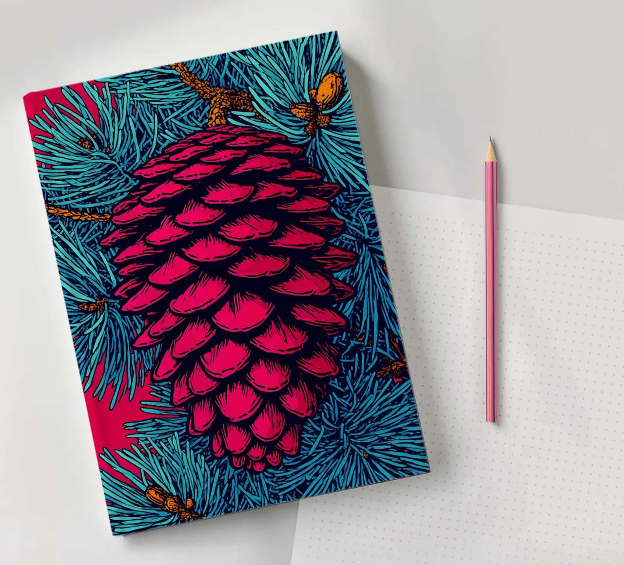 Pinecone - Pop Art notebook by ColorCrash Gallery