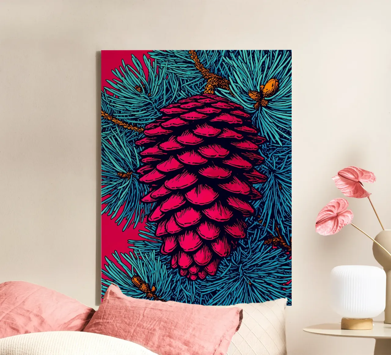 Pinecone - Pop Art canvas with Floater frame by ColorCrash Gallery
