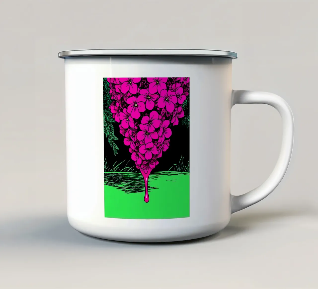 Fiori che gocciolano - Pop Art tazza in smalto da ColorCrash Gallery