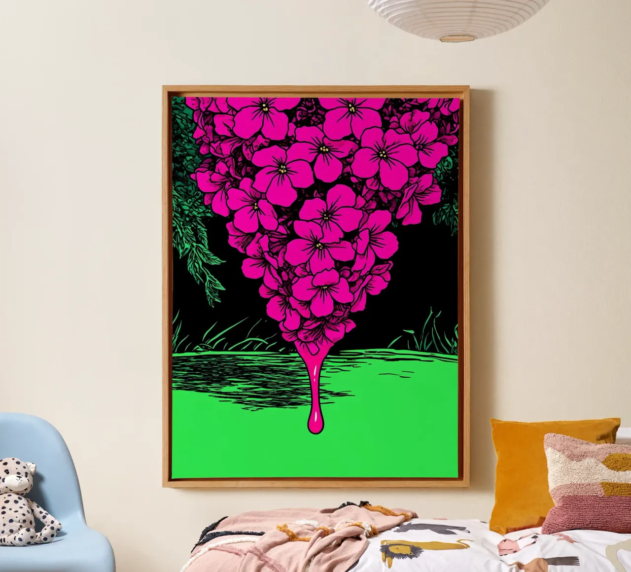Fiori che gocciolano - Pop Art tela con Cornice a cassetta da ColorCrash Gallery