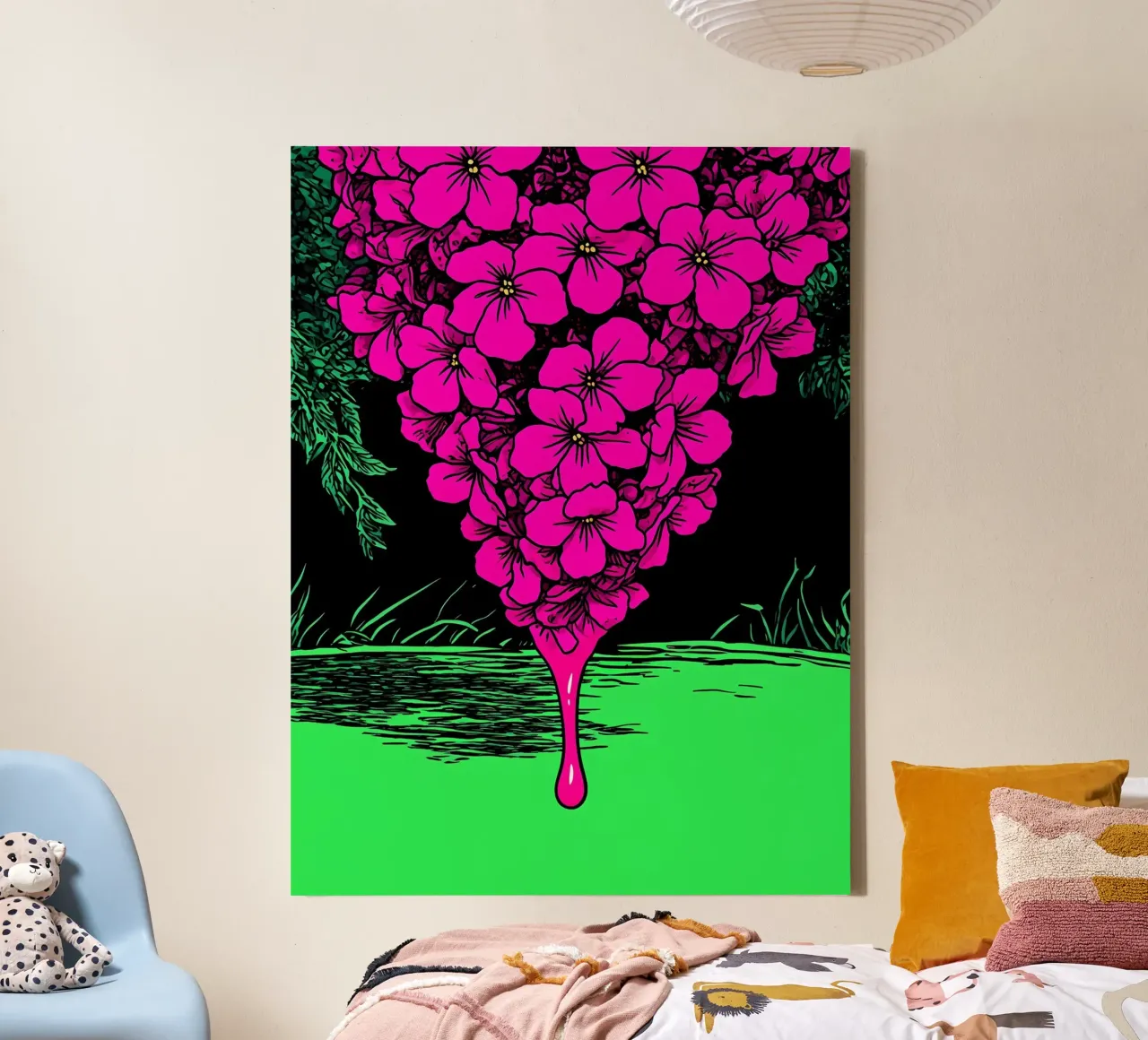 Fiori che gocciolano - Pop Art tela con Cornice a cassetta da ColorCrash Gallery