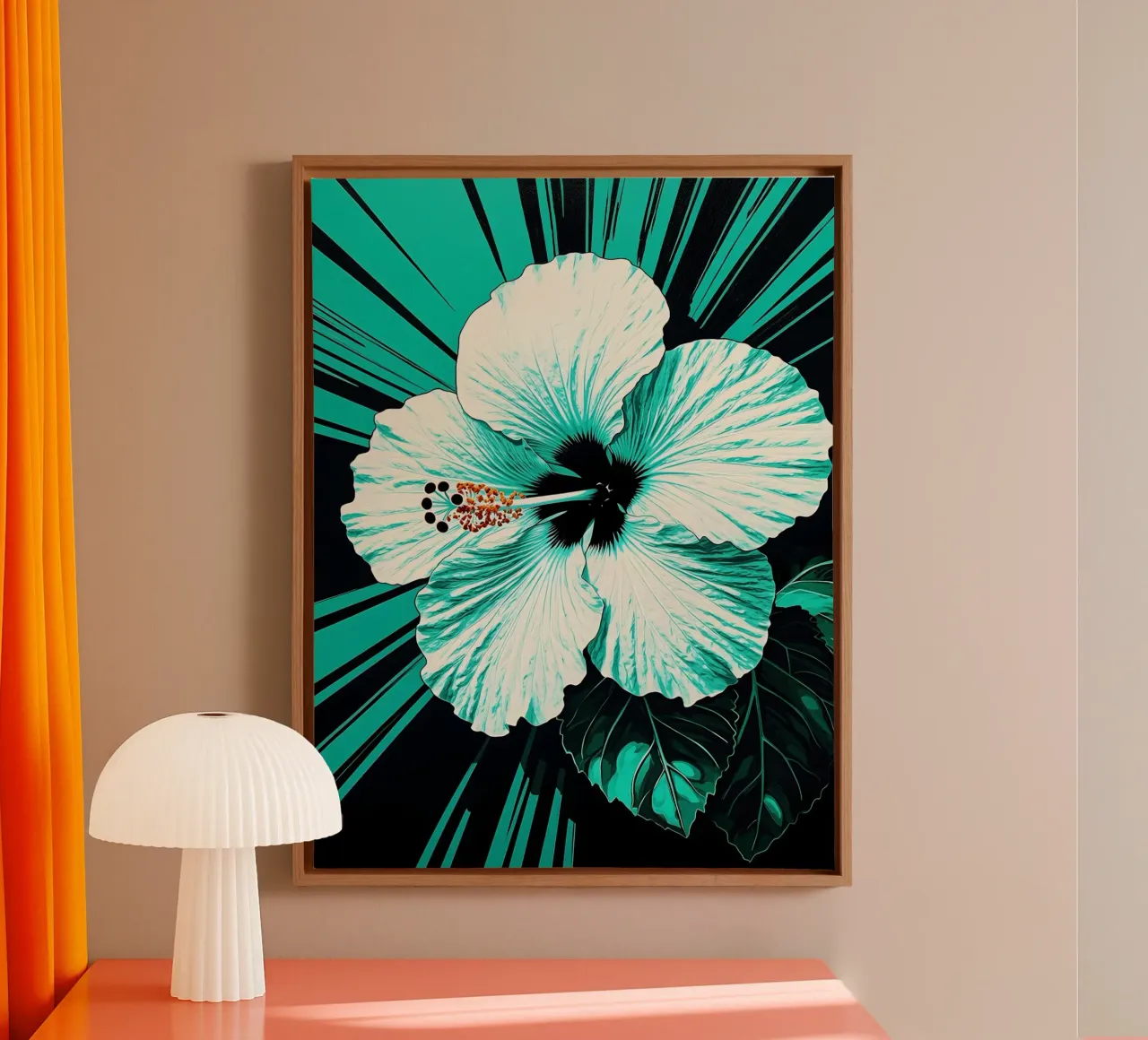 Fiore di ibisco - Pop Art tela con Cornice a cassetta da ColorCrash Gallery