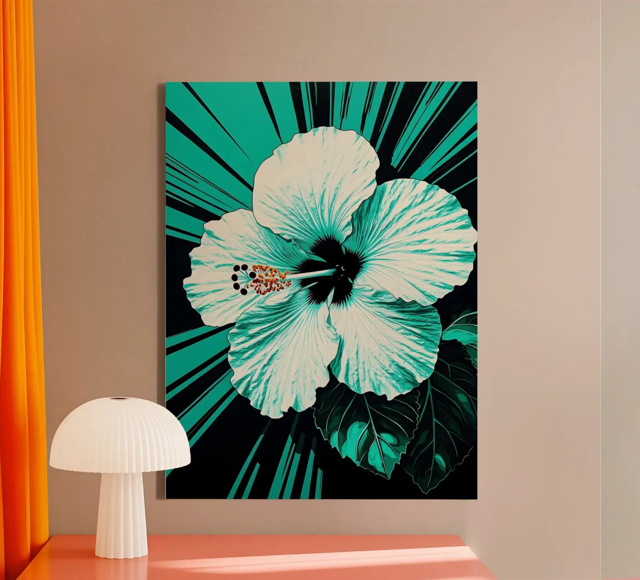 Fiore di ibisco - Pop Art tela con Cornice a cassetta da ColorCrash Gallery