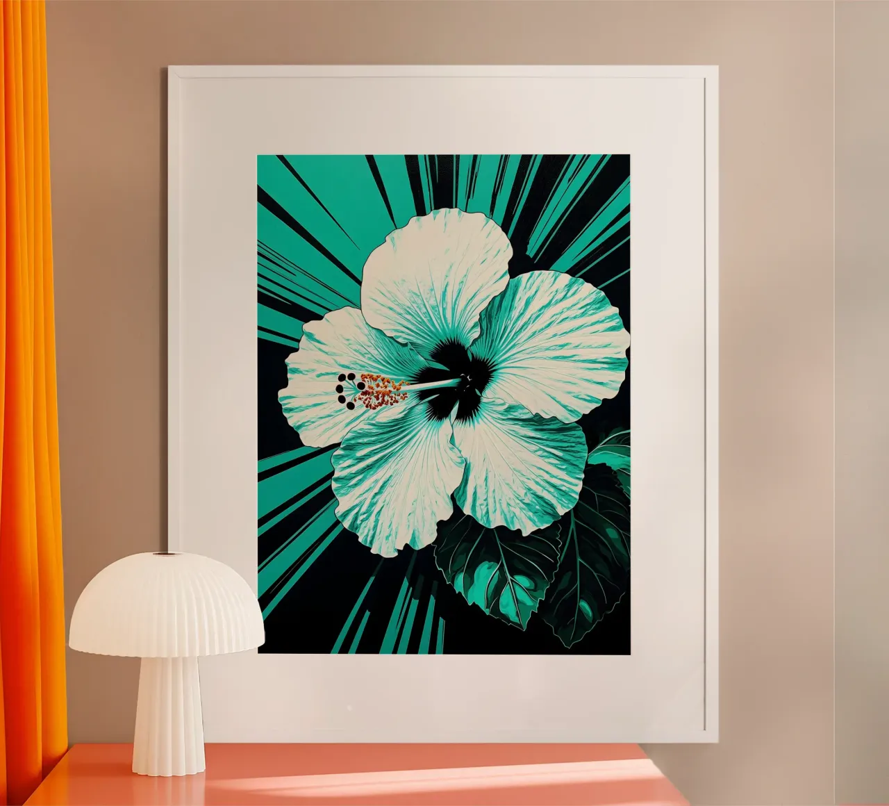 Fiore di ibisco - Pop Art poster con telaio in plastica da ColorCrash Gallery