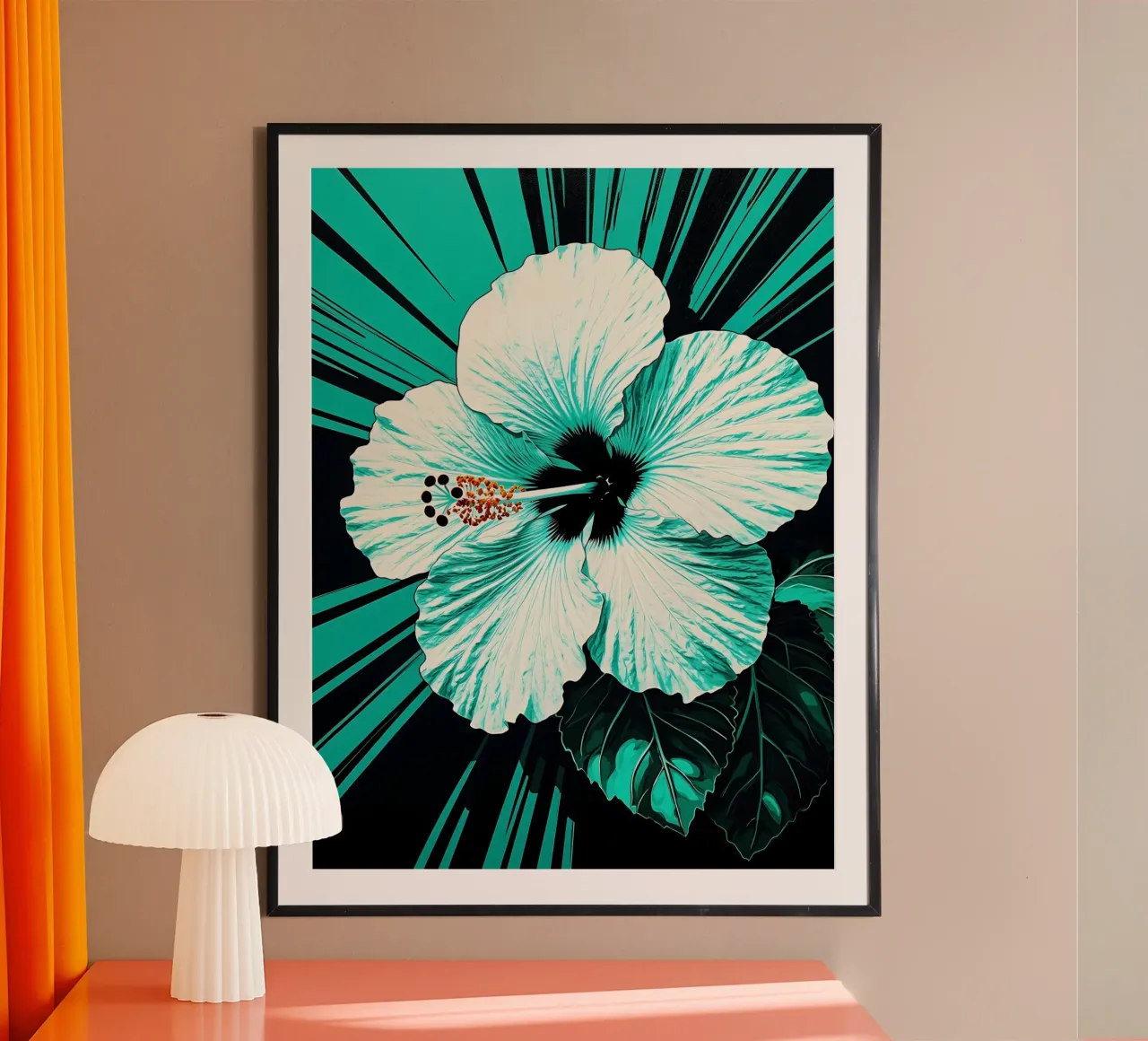 Fiore di ibisco - Pop Art poster con telaio in plastica da ColorCrash Gallery