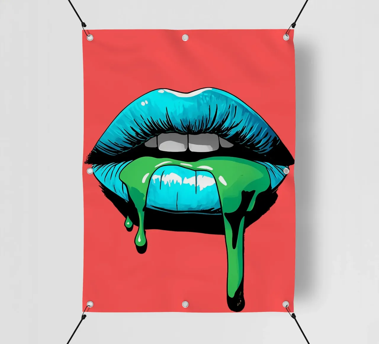 Labbra blu che gocciolano - Pop Art telo in pvc da ColorCrash Gallery