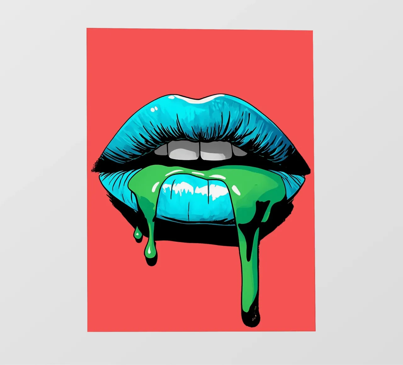 Labbra blu che gocciolano - Pop Art telo in pvc da ColorCrash Gallery