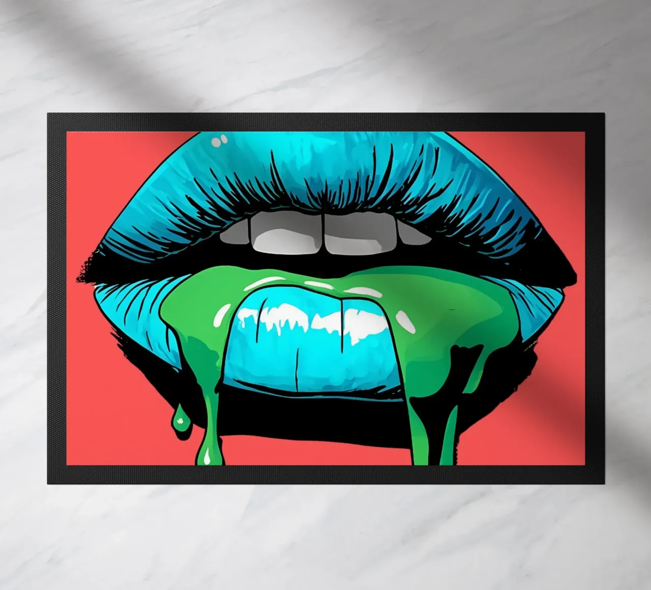 Goteo de labios azules - Pop Art felpudo de ColorCrash Gallery